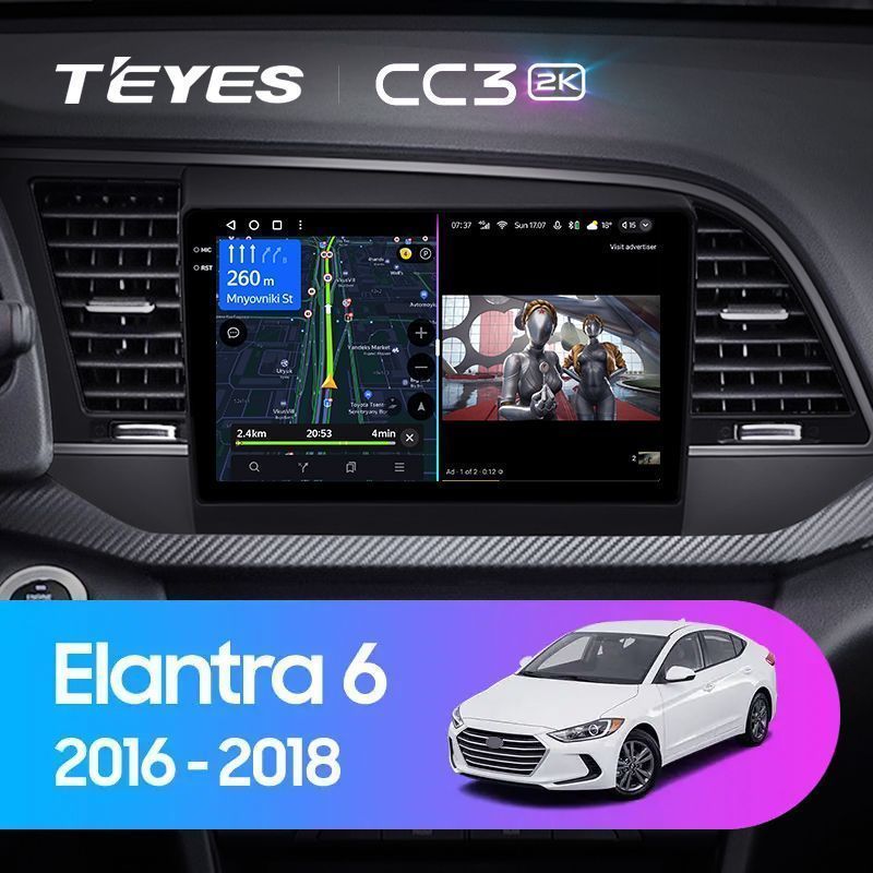 Штатная магнитола Teyes CC3 2K для Hyundai Elantra 6 2015-2018 на Android 10