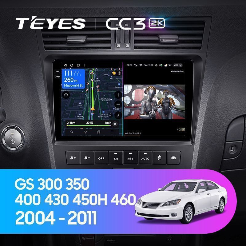 Штатная магнитола Teyes CC3 2K для Lexus GS300 S190 GS350 3 2004 - 2011 на Android 10