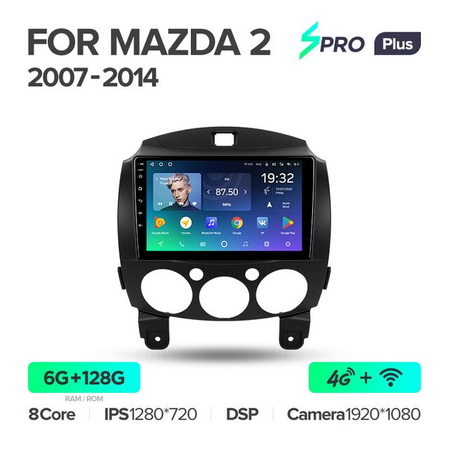 Штатная магнитола Teyes SPRO+ для Mazda 2 DE 2007-2014 на Android 10