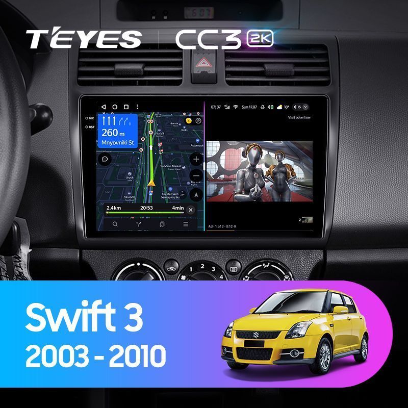 Штатная магнитола Teyes CC3 2K для Suzuki Swift 3 2003-2010 на Android 10