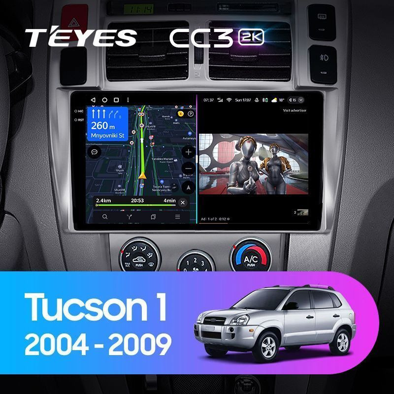 Штатная магнитола Teyes CC3 2K для Hyundai Tucson 1 2004-2009 на Android 10