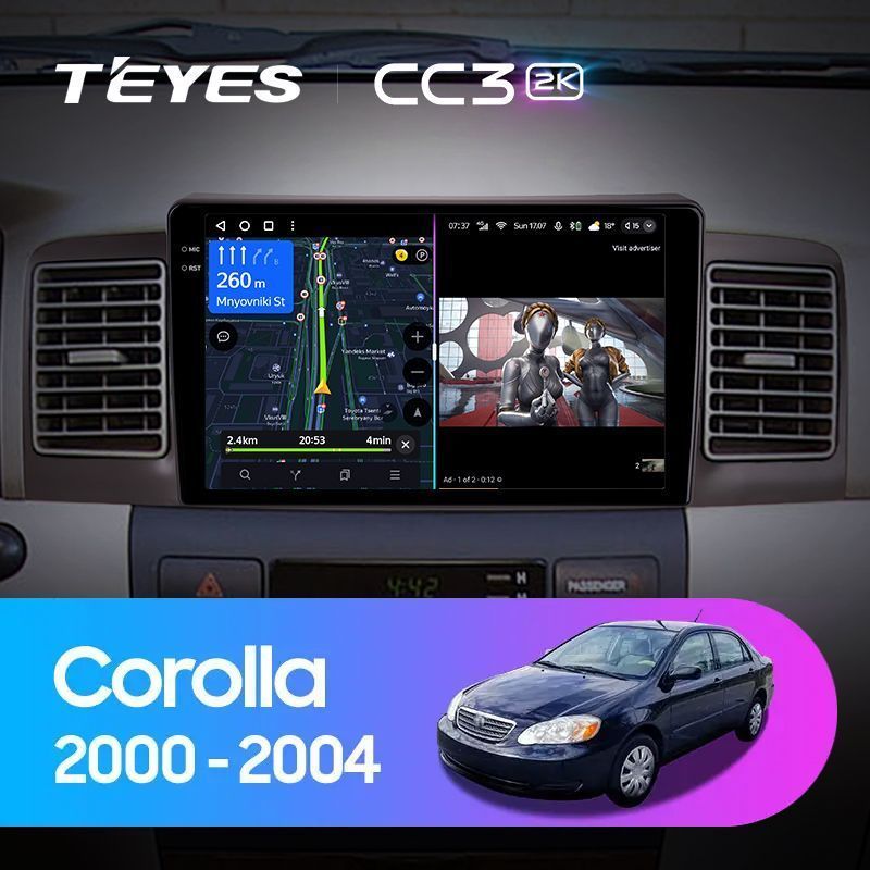 Штатная магнитола Teyes CC3 2K для Toyota Corolla E130 E120 2000-2004 на Android 10