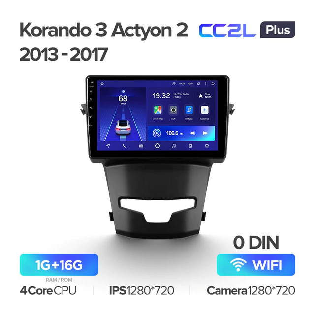 Штатная магнитола Teyes CC2L PLUS для SsangYong Korando 3 Actyon 2 2013 - 2017 на Android 8.1