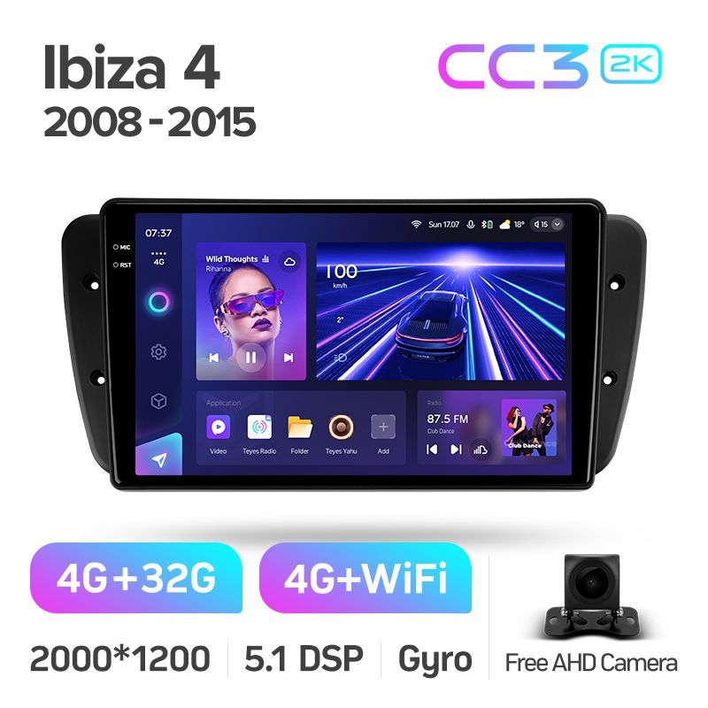 Штатная магнитола Teyes CC3 2K для SEAT Ibiza 6J 2008-2015 на Android 10