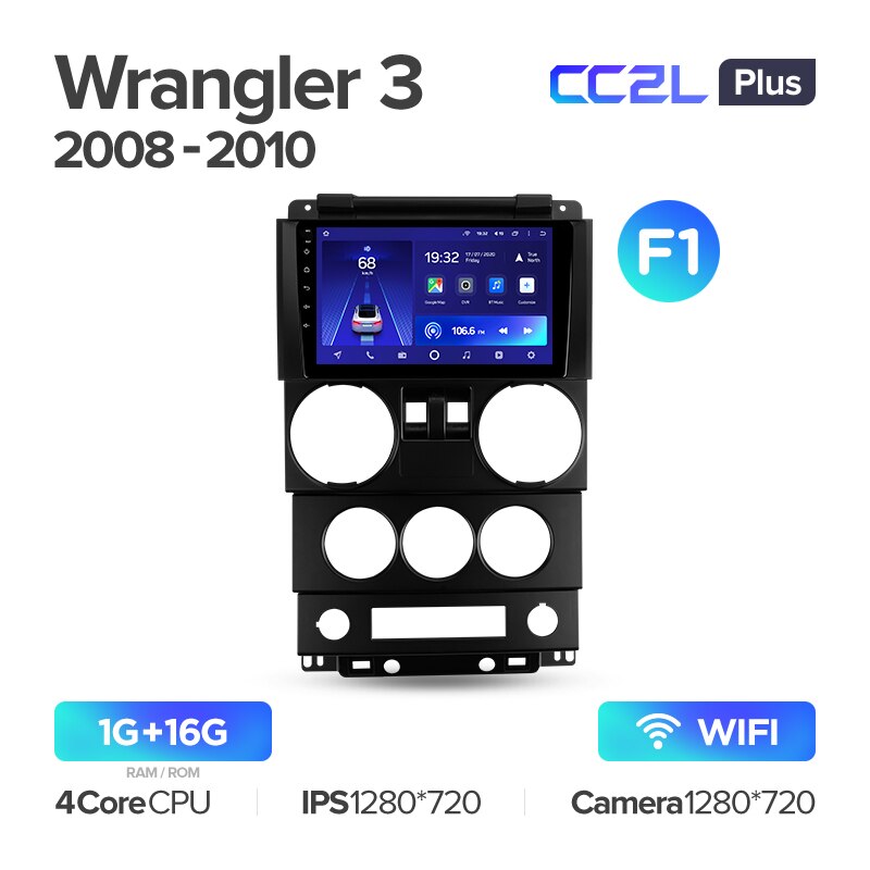 Штатная магнитола Teyes CC2L PLUS для Jeep Wrangler 3 JK 2008-2010 на Android 8.1