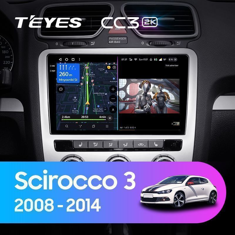 Штатная магнитола Teyes CC3 2K для Volkswagen Scirocco III Mk3 2008-2014 на Android 10