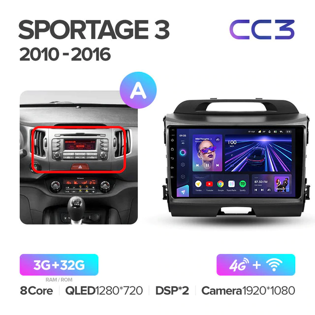 Штатная магнитола Teyes CC3 для KIA Sportage 3 SL 2010-2016 на Android 10