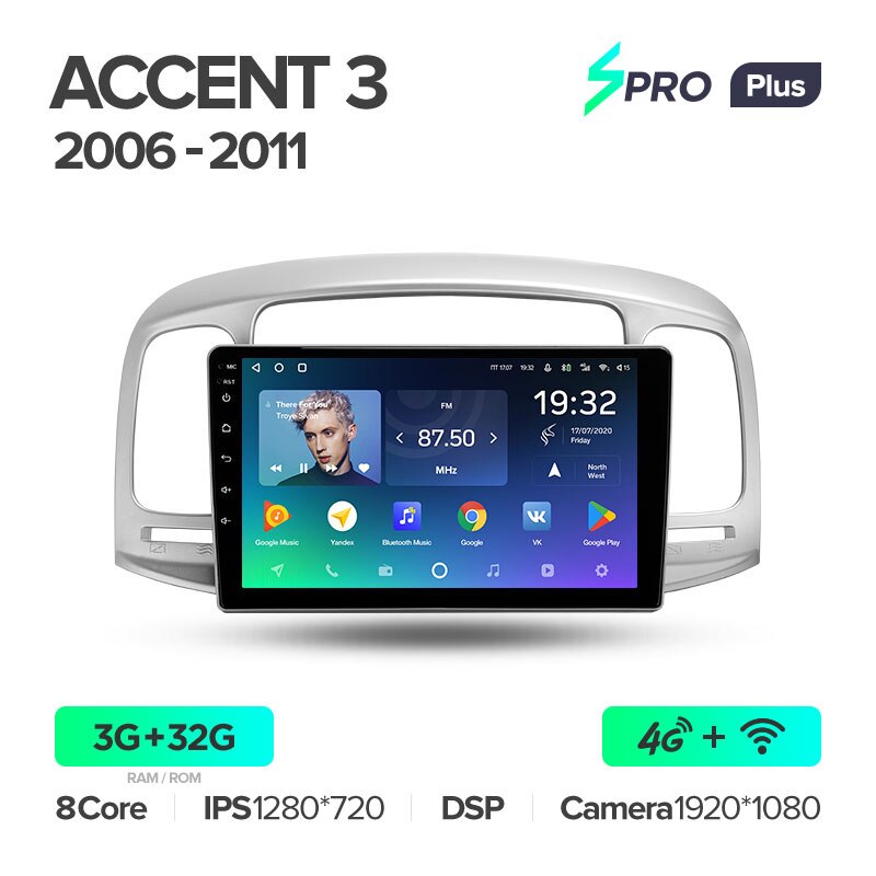 Штатная магнитола Teyes SPRO+ для Hyundai Accent 3 2006-2011 на Android 10