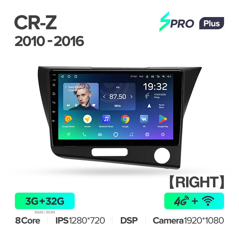 Штатная магнитола Teyes SPRO+ для Honda CR-Z 1 CRZ 2010-2016 Right hand driver на Android 10