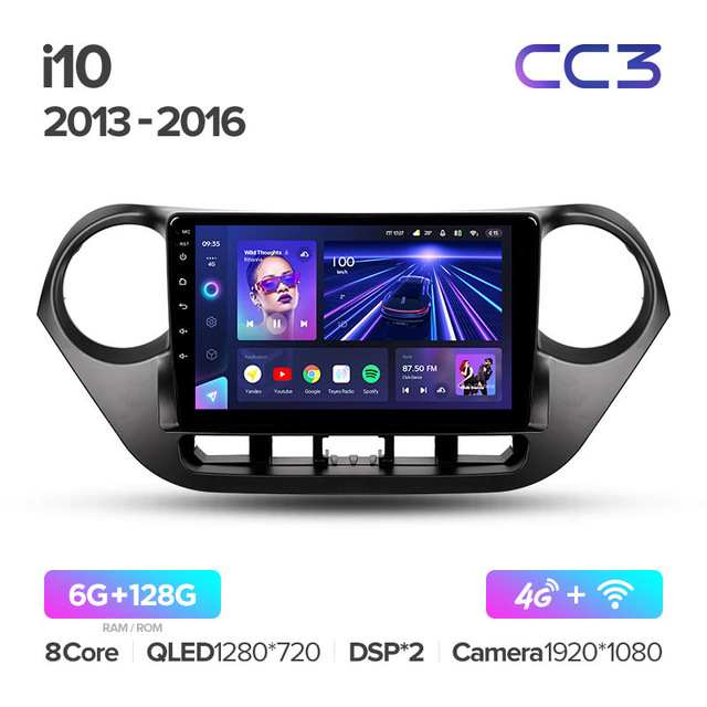 Штатная магнитола Teyes CC3 для Hyundai I10 2013-2016 на Android 10