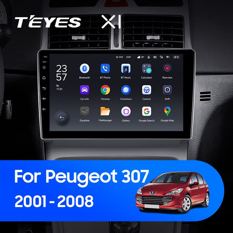 Штатная магнитола Teyes X1 для Peugeot 307 1 2001-2008 на Android 10