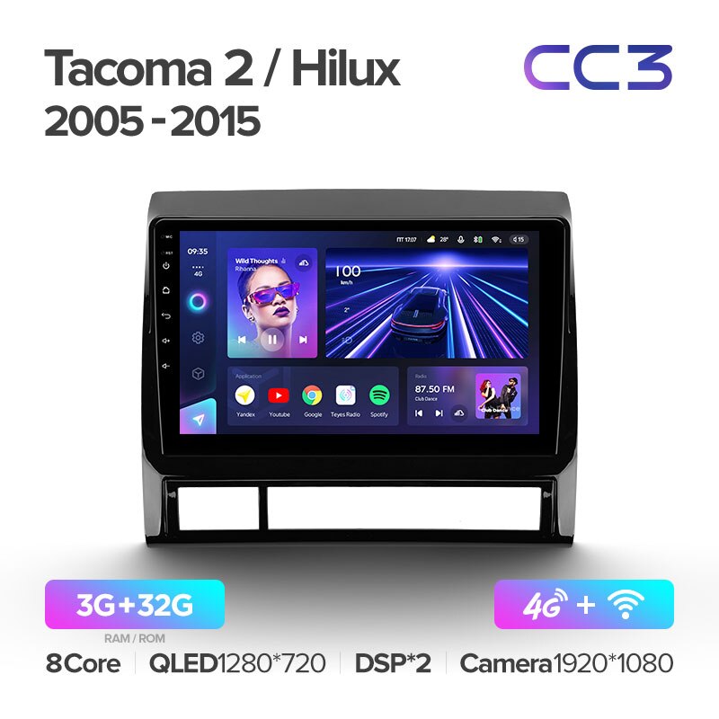 Штатная магнитола Teyes CC3 для Toyota Tacoma 2 N200 Hilux 2005-2015 на Android 10