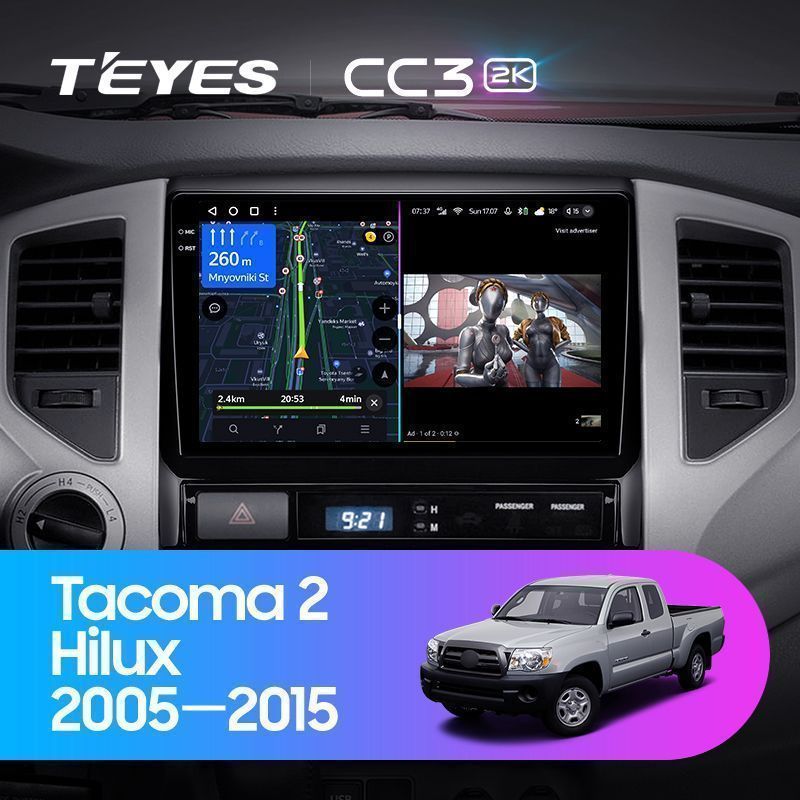 Штатная магнитола Teyes CC3 2K для Toyota Tacoma 2 N200 Hilux 2005-2015 на Android 10