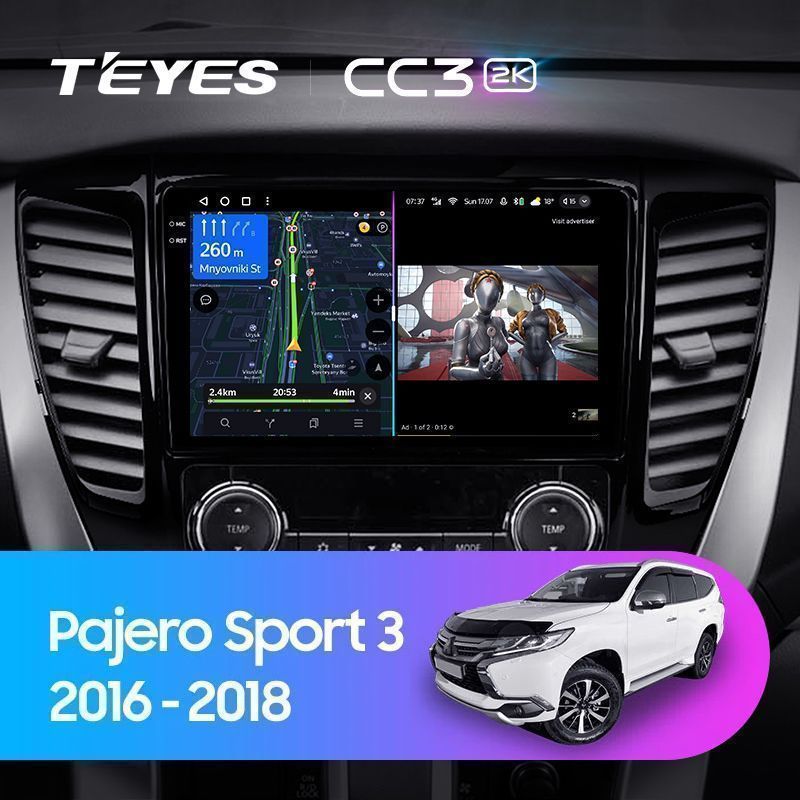 Штатная магнитола Teyes CC3 2K для Mitsubishi Pajero Sport 3 2016-2018 на Android 10