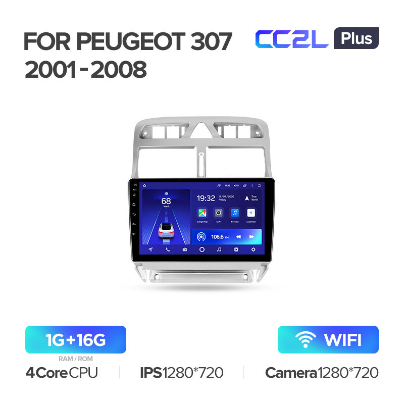 Штатная магнитола Teyes CC2L PLUS для Peugeot 307 1 2001-2008 на Android 8.1