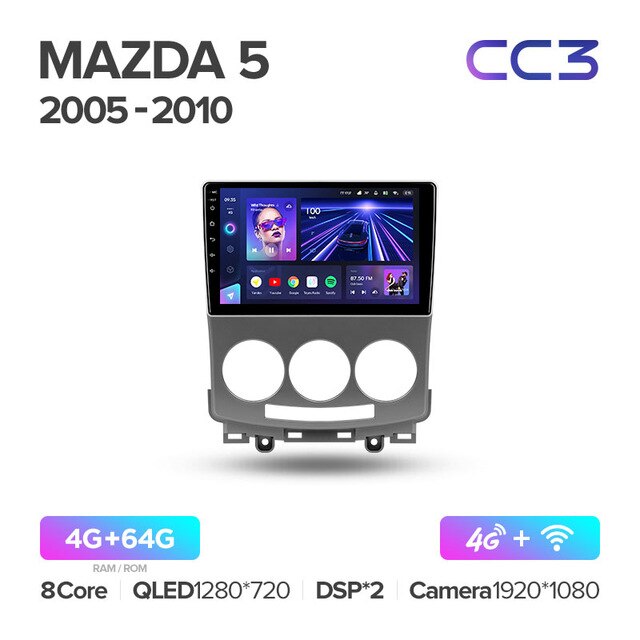 Штатная магнитола Teyes CC3 для Mazda 5 I CR 2005-2010 на Android 10