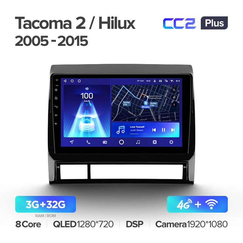 Штатная магнитола Teyes CC2PLUS для Toyota Tacoma 2 N200 Hilux 2005-2015 на Android 10