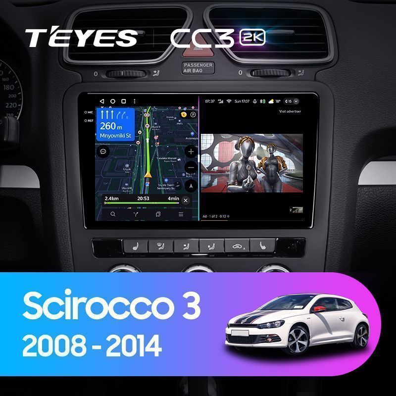 Штатная магнитола Teyes CC3 2K для Volkswagen Scirocco 2009-2014 на Android 10