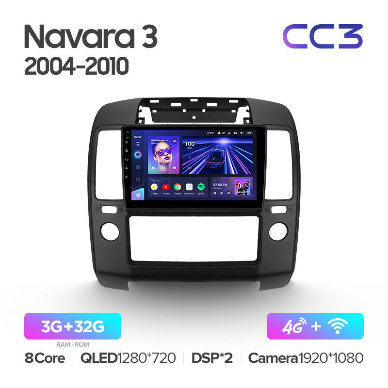 Штатная магнитола Teyes CC3 для Nissan Navara 3 D40 2004-2010 на Android 10