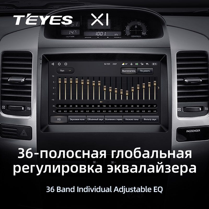 Штатная магнитола Teyes X1 для Toyota Land Cruiser Prado 3 J120 2004-2009 на Android 10