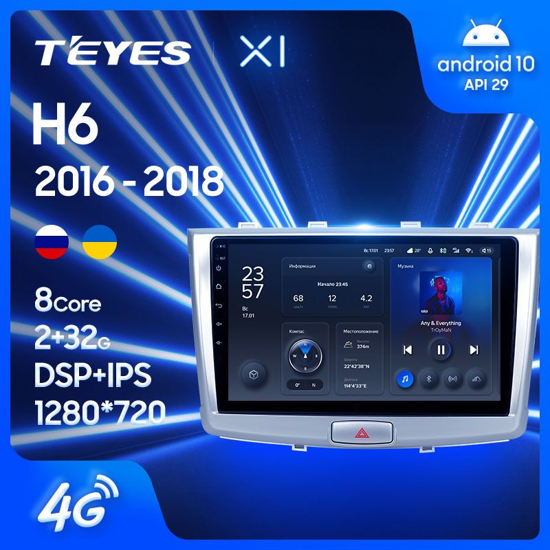 Штатная магнитола Teyes X1 для Haval H6 2016-2018 на Android 10