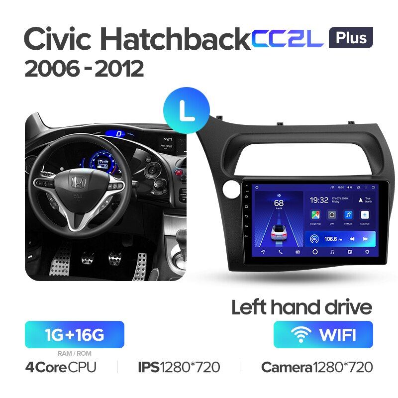 Штатная магнитола Teyes CC2L PLUS для Honda Civic Hatchback 2006-2012 на Android 8.1