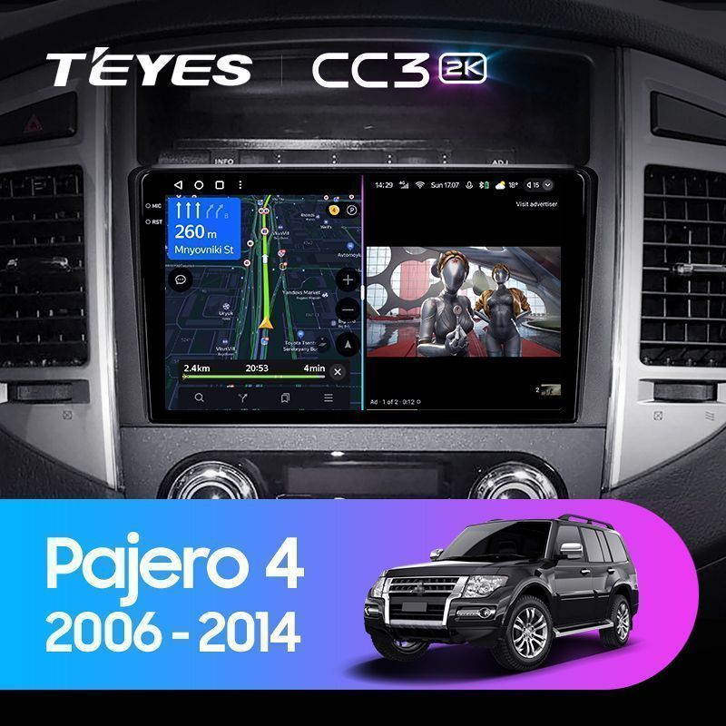 Штатная магнитола Teyes CC3 2K для Mitsubishi Pajero 4 2006-2014 на Android 10
