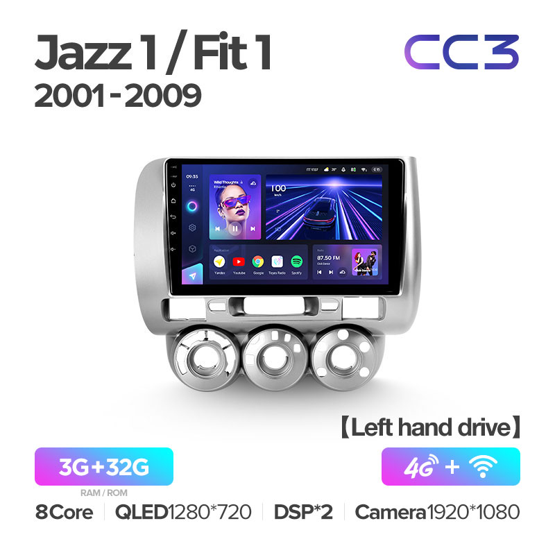 Штатная магнитола Teyes CC3 для Honda Jazz 1 GD Fit 1 2001-2009 на Android 10