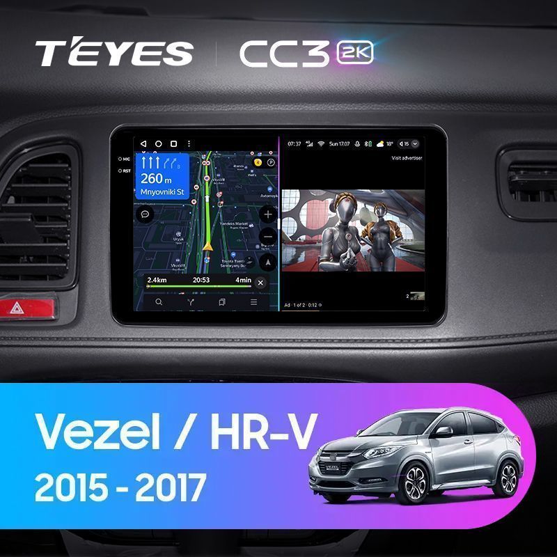 Штатная магнитола Teyes CC3 2K для Honda Vezel HR-V HRV HR V 2015-2017 на Android 10