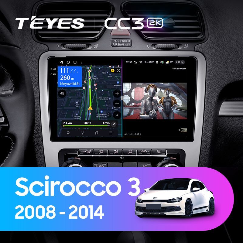 Штатная магнитола Teyes CC3 2K для Volkswagen Scirocco III Mk3 2008-2014 на Android 10