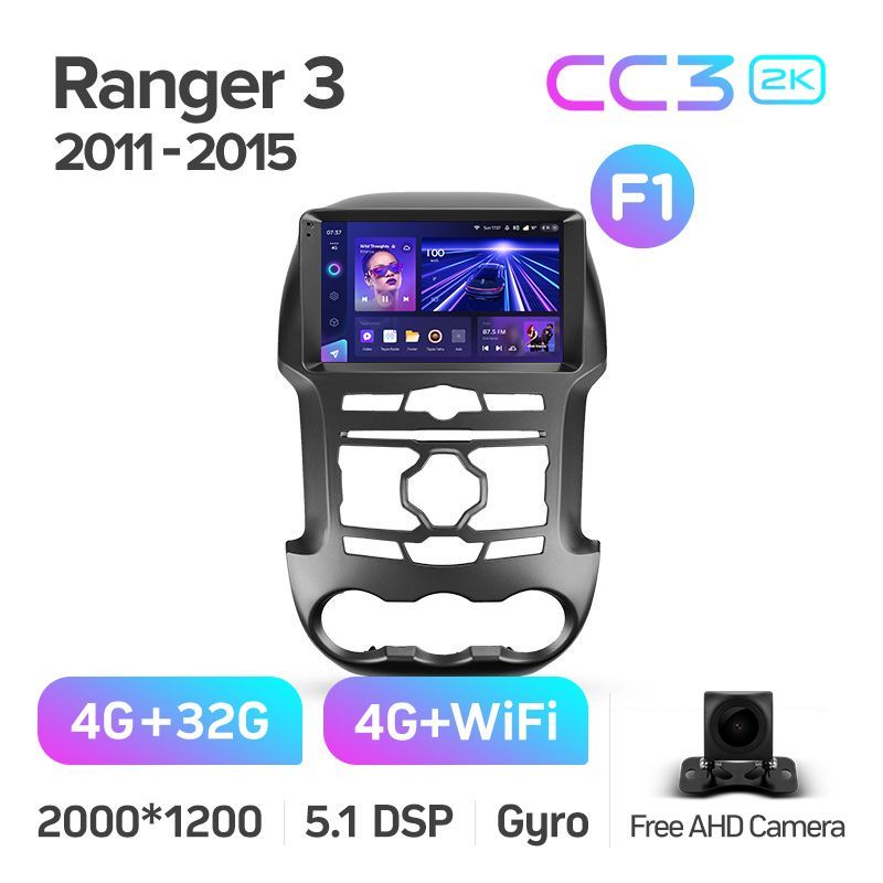 Штатная магнитола Teyes CC3 2K для Ford Ranger 3 2011-2015 на Android 10
