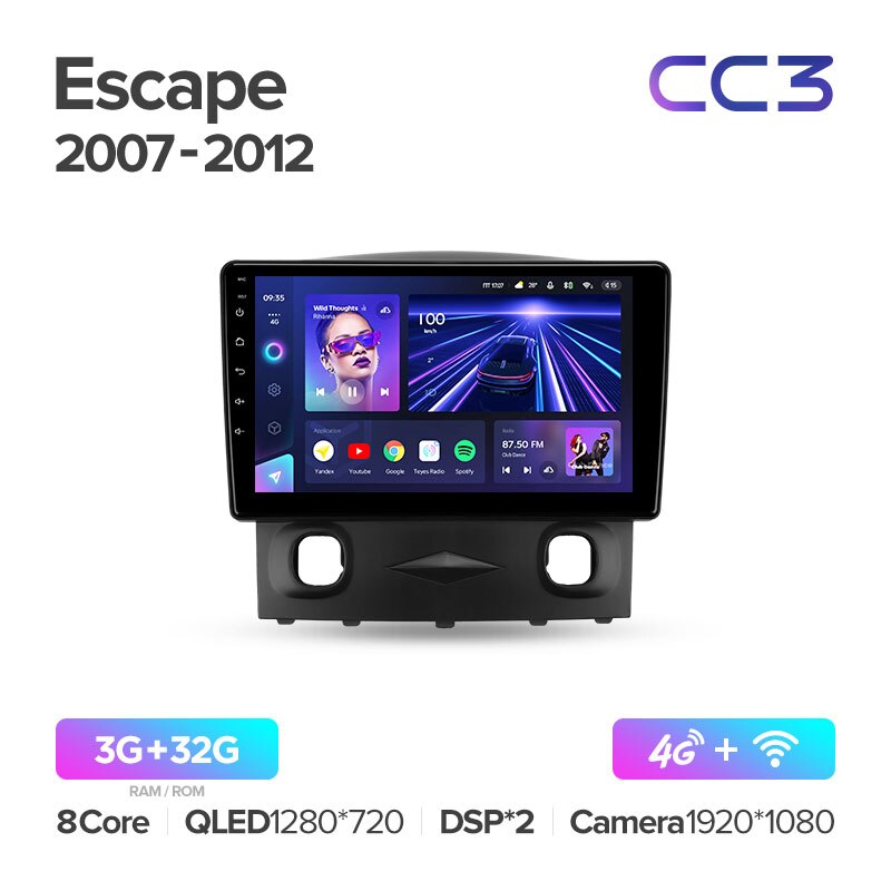 Штатная магнитола Teyes CC3 для Ford Escape 1 2007-2012 на Android 10