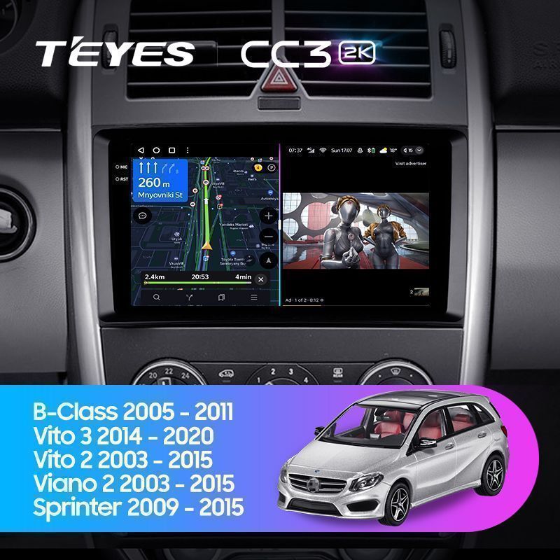 Штатная магнитола Teyes CC3 2K для Mercedes-Benz B-Class T245 2005-2011 на Android 10