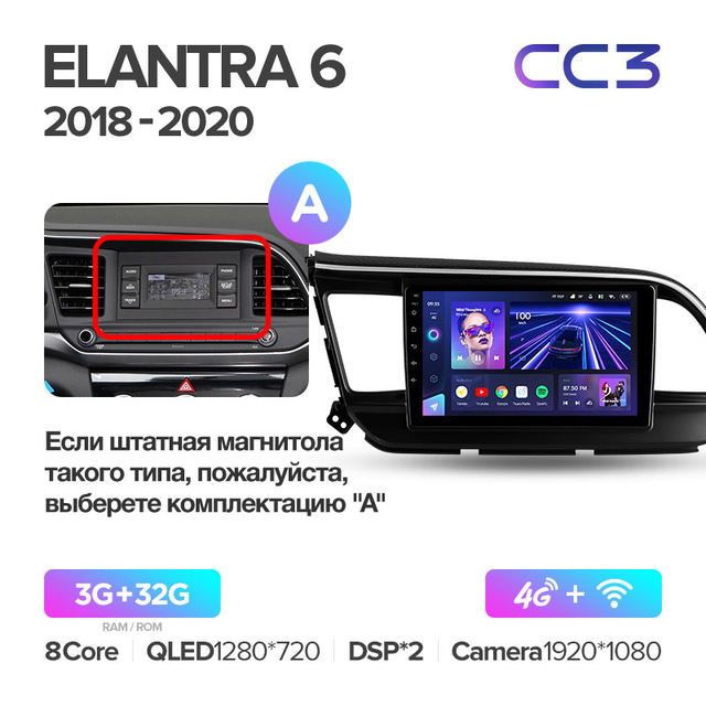 Штатная магнитола Teyes CC3 для Hyundai Elantra 6 2018-2020 на Android 10