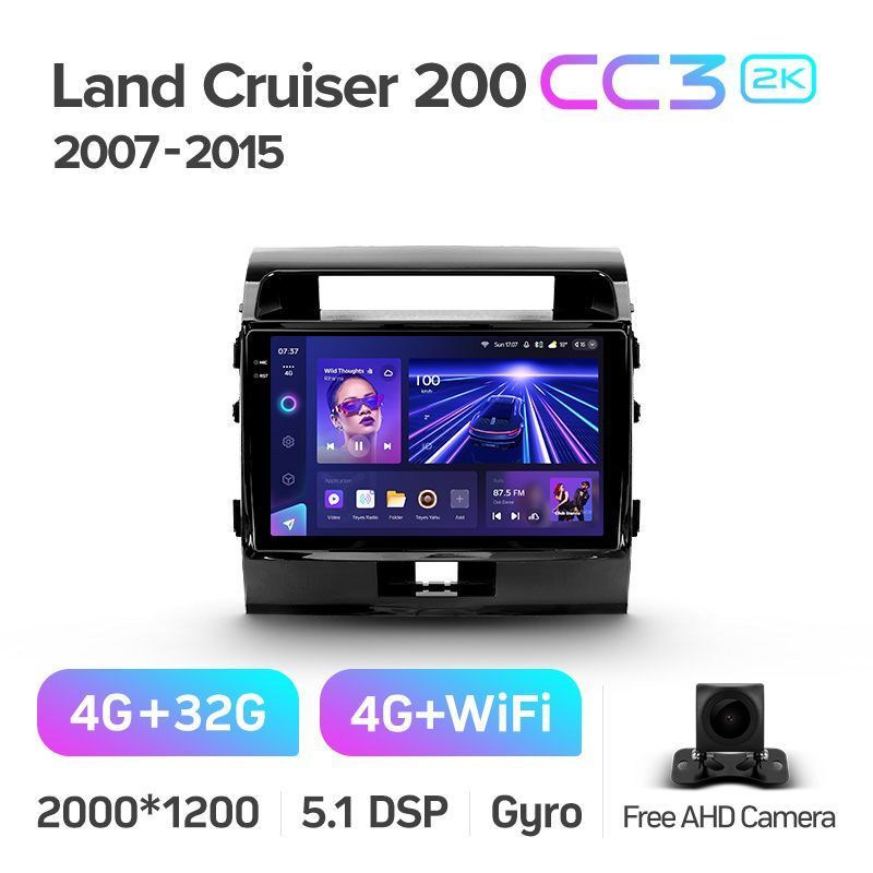 Штатная магнитола Teyes CC3 2K для Toyota Land Cruiser 200 2007-2015 на Android 10