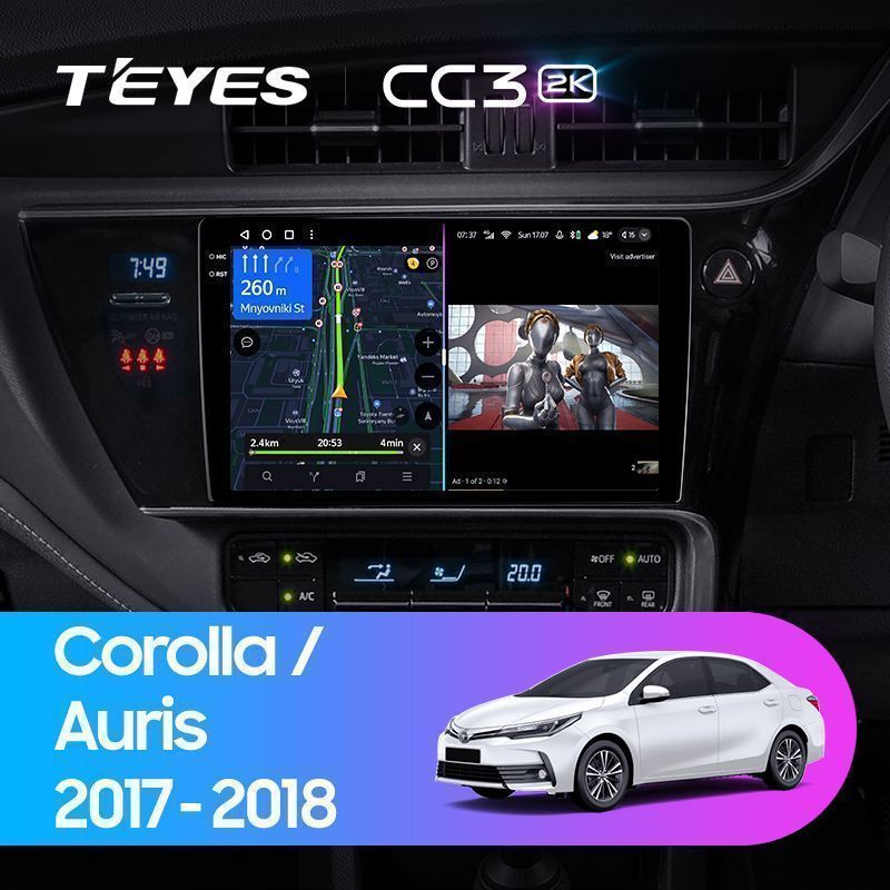 Штатная магнитола Teyes CC3 2K для Toyota Corolla XI 2016-2019 на Android 10