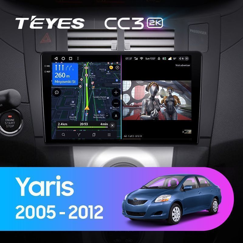 Штатная магнитола Teyes CC3 2K для Toyota Yaris XP90 2005-2012 на Android 10