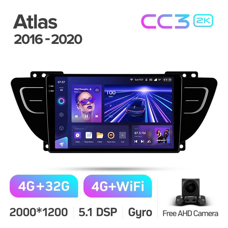 Штатная магнитола Teyes CC3 2K для Geely Atlas NL-3 2016 - 2020 на Android 10