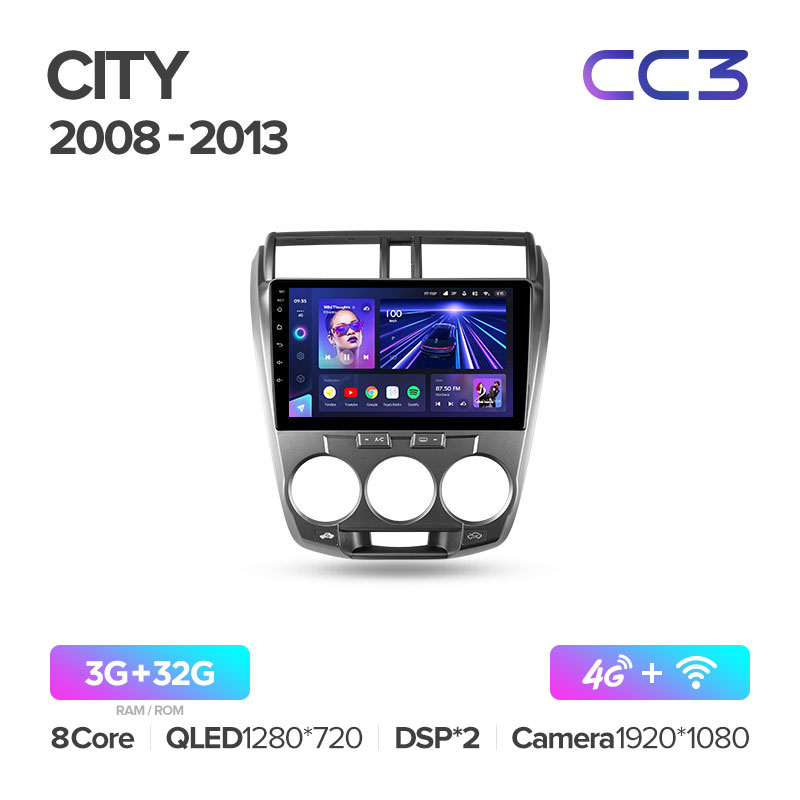 Штатная магнитола Teyes CC3 для Honda City 2008-2013 на Android 10