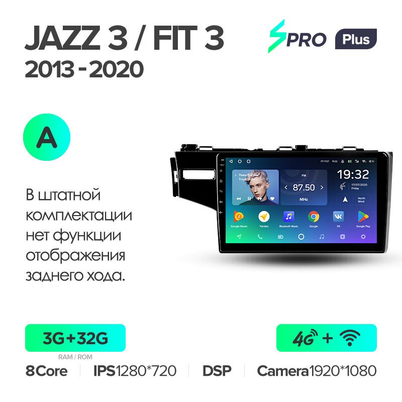 Штатная магнитола Teyes SPRO+ для Honda Jazz 3 2015-2020 Fit 3 GP GK 2013-2020 на Android 10