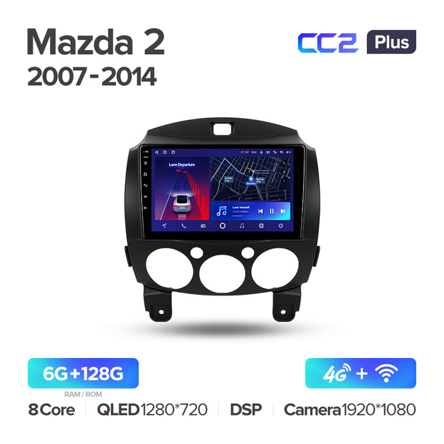 Штатная магнитола Teyes CC2PLUS для Mazda 2 DE 2007-2014 на Android 10