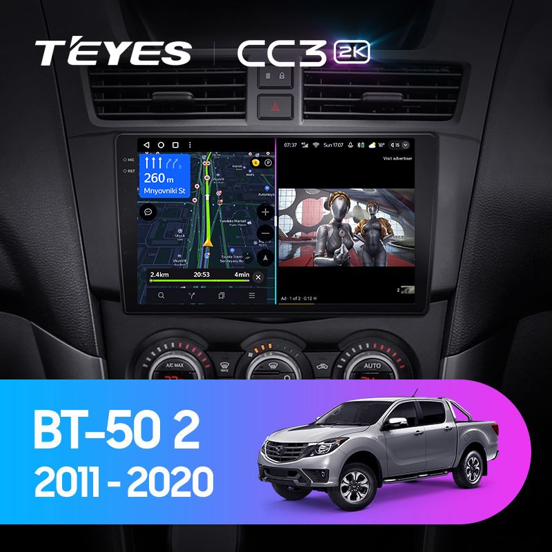 Штатная магнитола Teyes CC3 2K для Mazda BT50 2 2011-2020 на Android 10