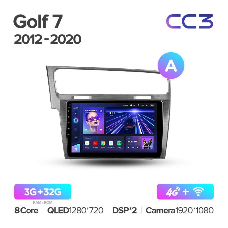 Штатная магнитола Teyes CC3 для Volkswagen Golf 7 MK7 2014-2018 на Android 10