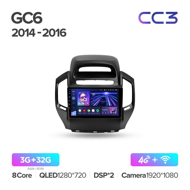 Штатная магнитола Teyes CC3 для Geely GC6 1 2014 - 2016 на Android 10