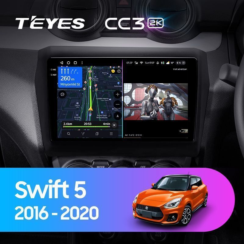Штатная магнитола Teyes CC3 2K для Suzuki Swift 5 2016-2020 на Android 10