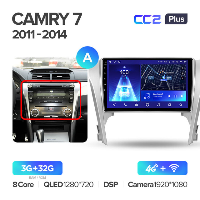 Штатная магнитола Teyes CC2PLUS для Toyota Camry 7 XV50 2011-2014 на Android 10