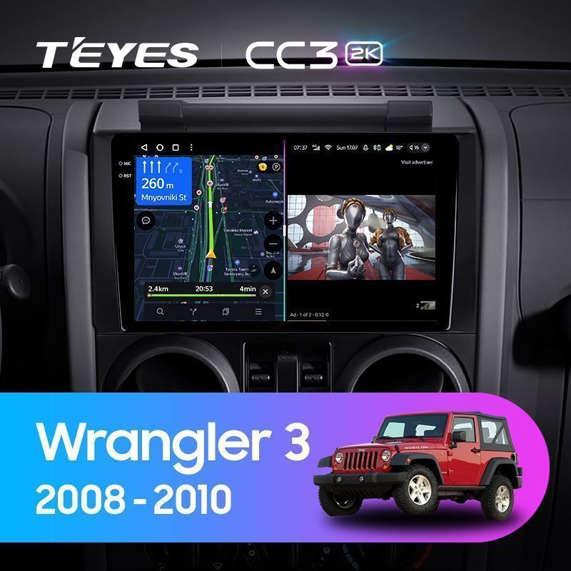 Штатная магнитола Teyes CC3 2K для Jeep Wrangler 3 JK 2008-2010 на Android 10