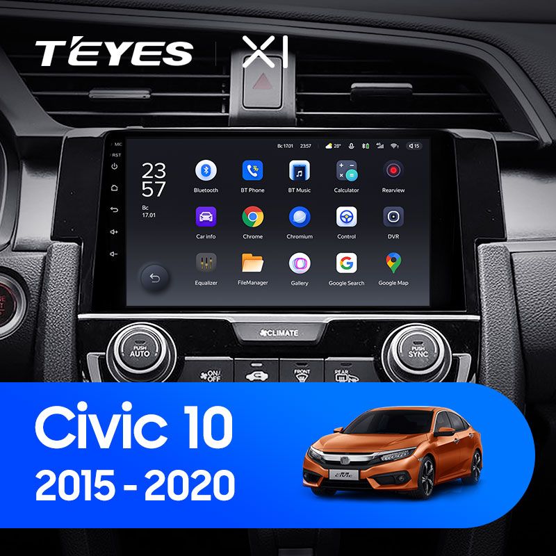 Штатная магнитола Teyes X1 для Honda Civic 10 FC FK 2017-2018 на Android 10