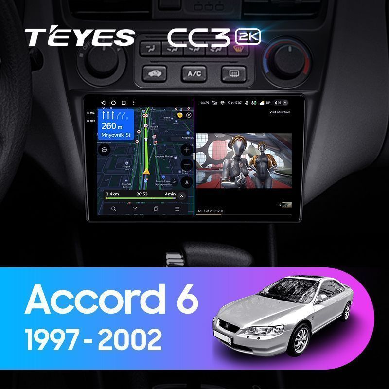 Штатная магнитола Teyes CC3 2K для Honda Accord 6 1997-2002 на Android 10