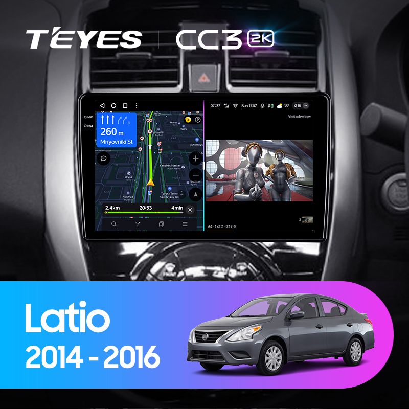 Штатная магнитола Teyes CC3 2K для Nissan Latio N17 2014-2016 Right hand driver на Android 10